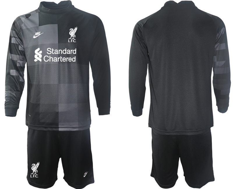 Men 2021-2022 Club Liverpool black goalkeeper Long Sleeve blank Soccer Jersey->liverpool jersey->Soccer Club Jersey
